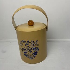 Vintage Georges‎ Briard Ice Bucket American Country Pottery Blue Design 1960's